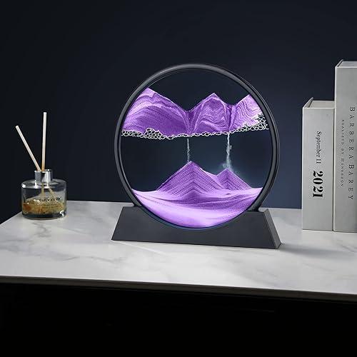 Miniatura 6 de Herecanli Imagen de Arte de Arena en Movimiento - Decoración de Pintura de Arena Movediza 3D - Paisaje de Arena 3D de Mar Profundo en Vidrio Redondo