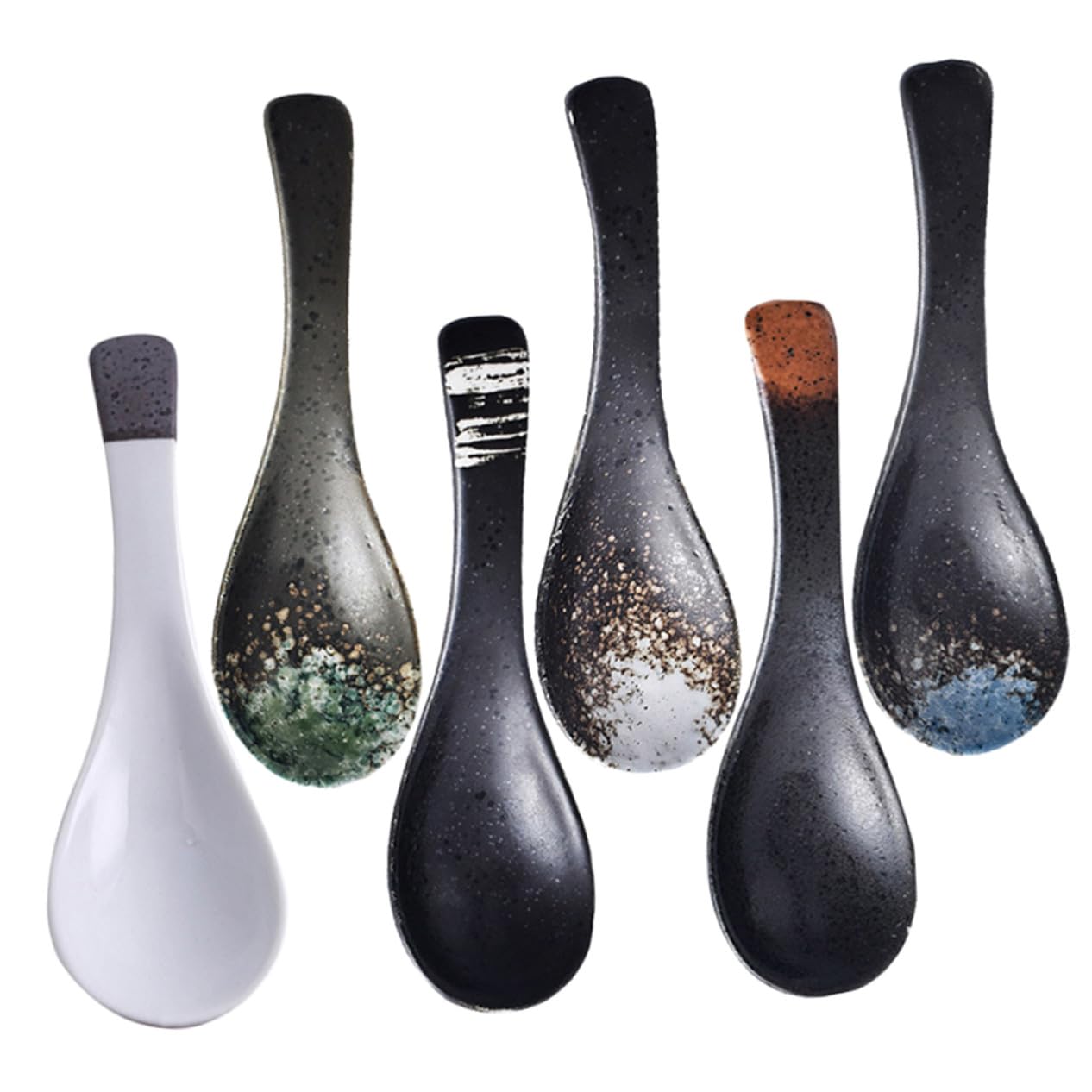 Cucharas Soperas de Cerámica Japonesas Retro, 6 Piezas