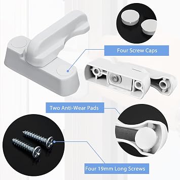 Window Locks for UPVC Windows and Doors, 2-Pack Durable Security Locks, Easy to Install, for Home Door Security and Letterbox Lock Safety Solutions