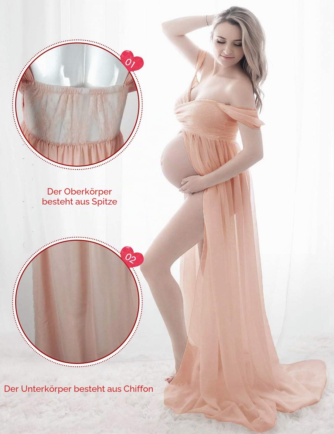 Schwangere Frauen Fotografie Stützen Schwanger Kleid Maternity Gown Split Front Foto Shoot Kleid Mutterschaft Fotografie Kleidung Schwangerschafts Maxikleid Schwangerschafts Kleid