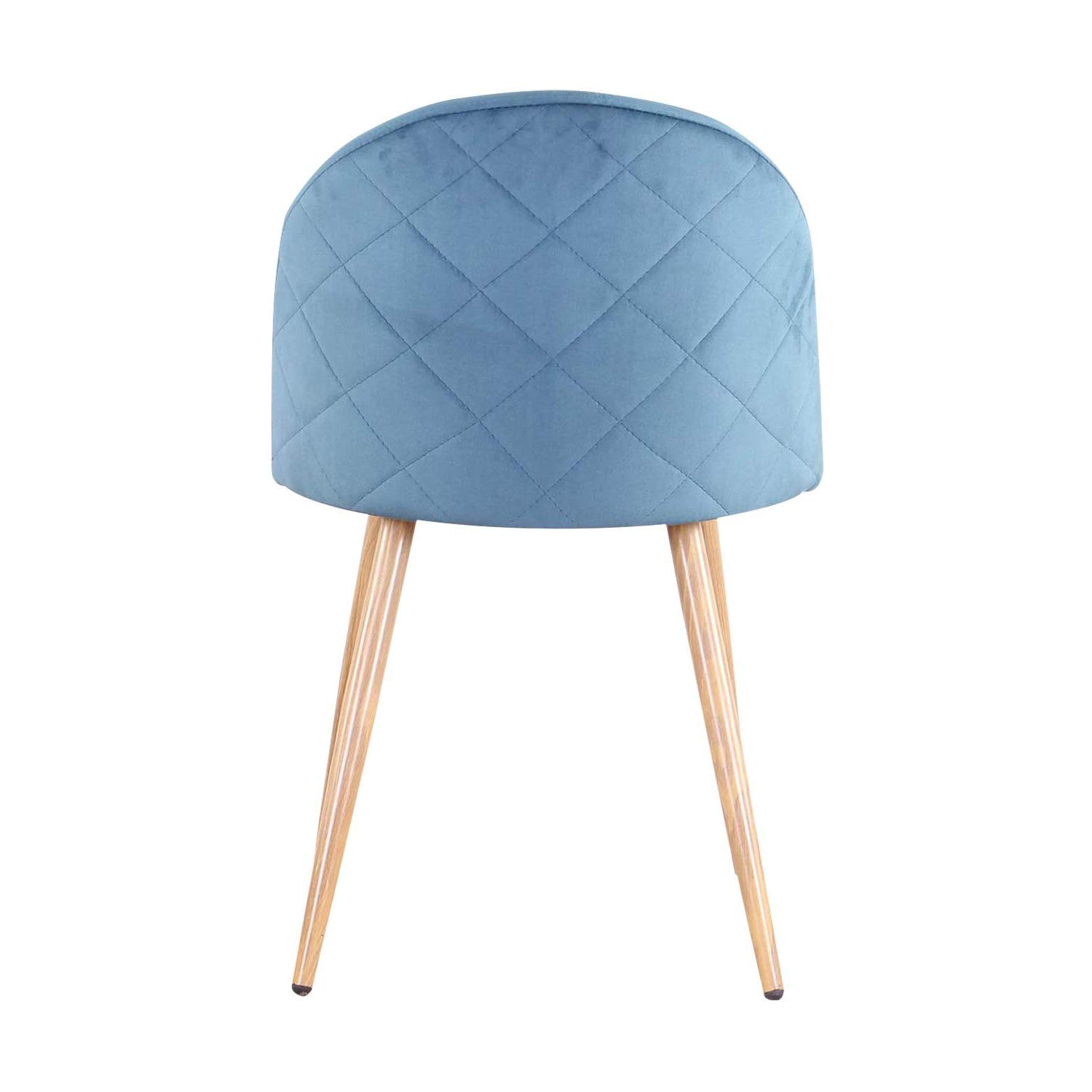 Lot de 4 Chaises de Salle à Manger Rembourrées avec Dossier en Velours Doux et Pieds Réglables en Métal Style Bois (Bleu)