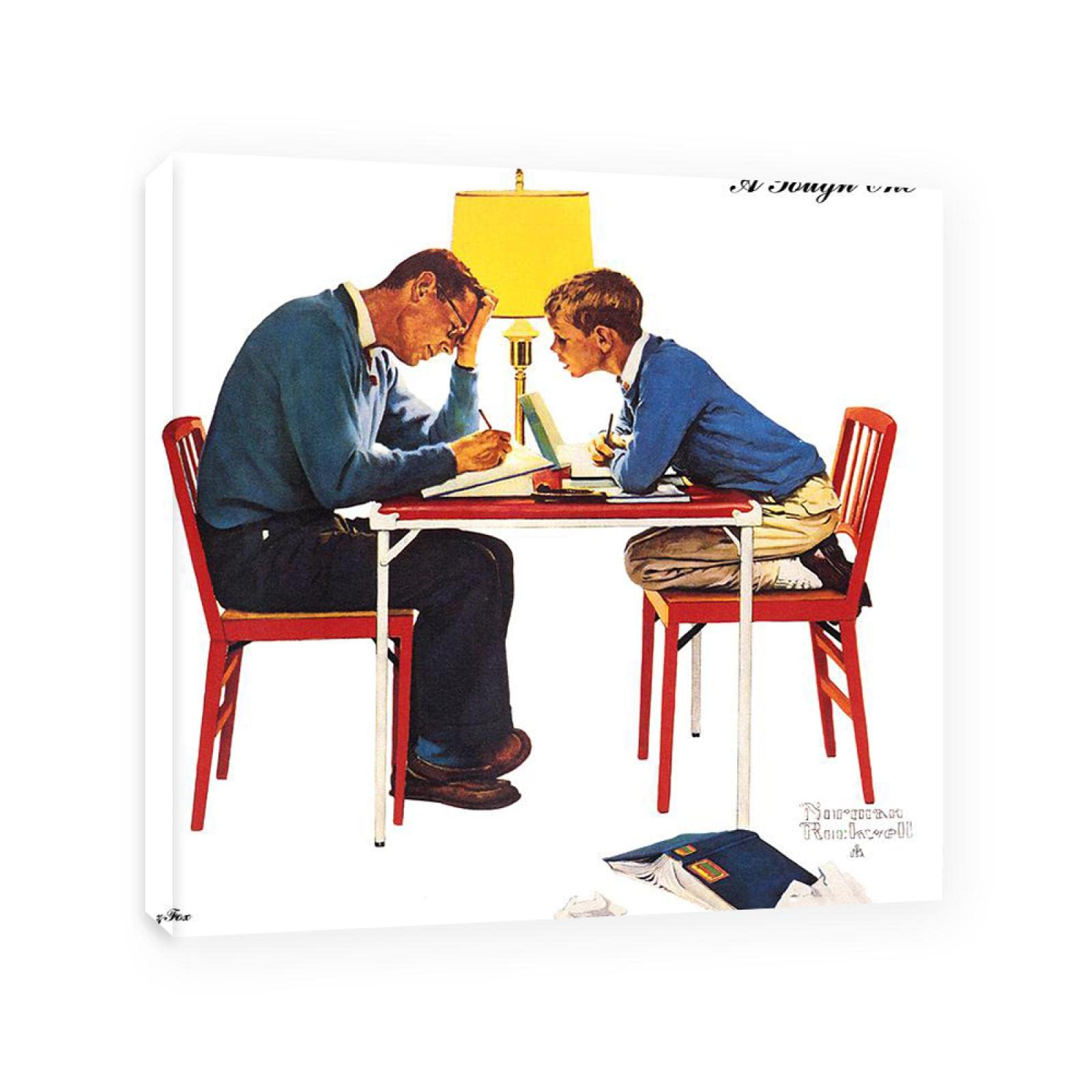 Jzsdgb Norman Rockwell Prints-Canvas Print Wall Art Famous Painting-‘A Tough One’art Reproduction Canvas Picture Posters-For Living Room Wall Decor 30X30cm(12X12in) Framed