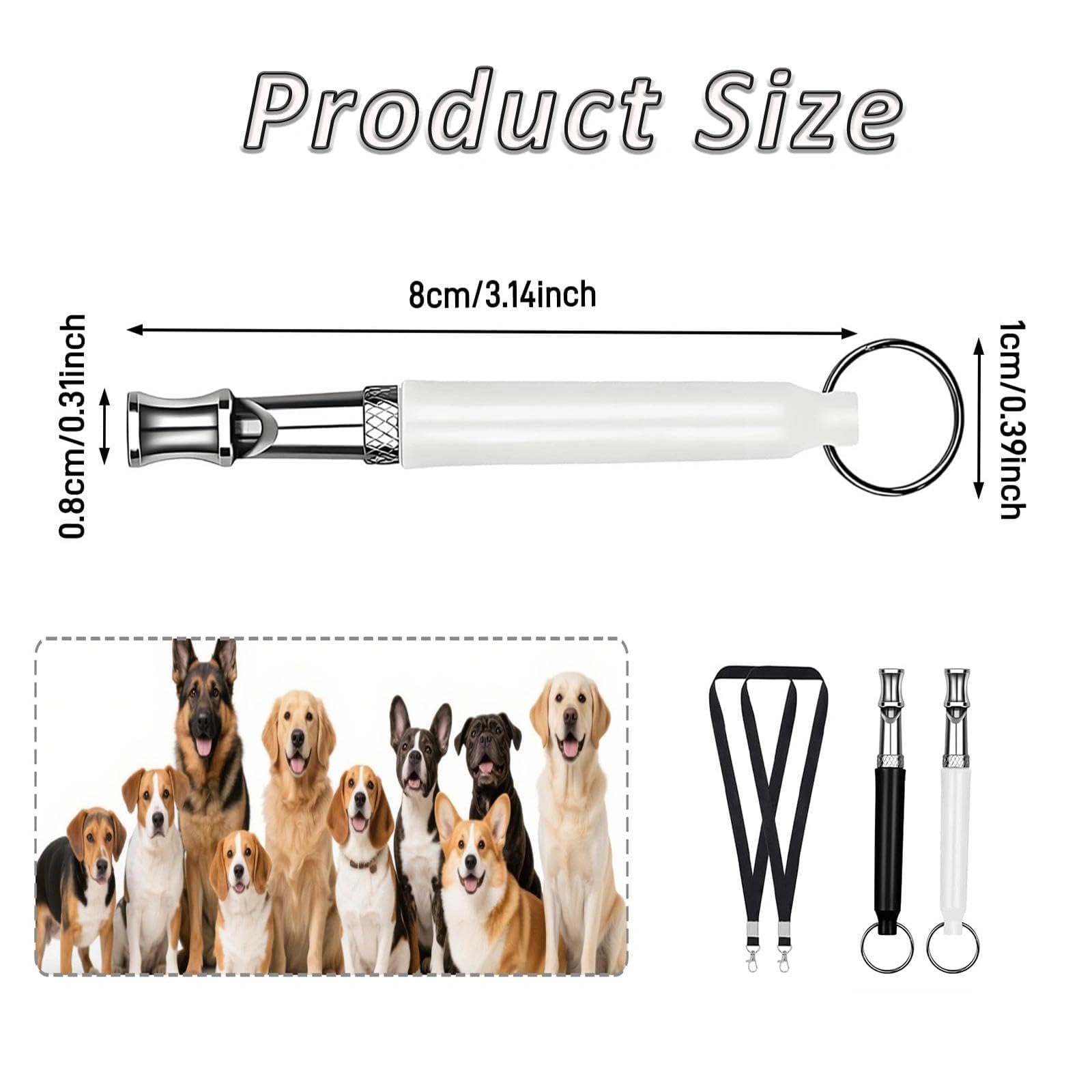 2 Pack Fischietto per Cani, Silenzioso Fischietto Ultrasuoni per Cani Richiamo, Alta Frequenza, Regolabile Fischietto Antiabbaio con Cordoncino, Adatto per La Maggior Parte delle Razze