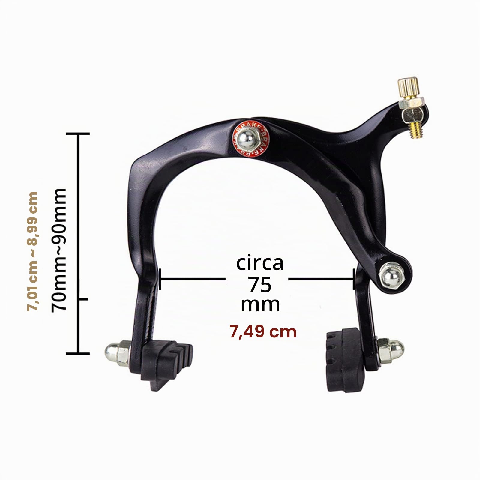 Mimoke 2 paia di freni a V Brake per biciclette, freni a V anteriori e posteriori con pastiglie freno da 60 mm, leva freno a dito, cavo freno bicicletta, alluminio