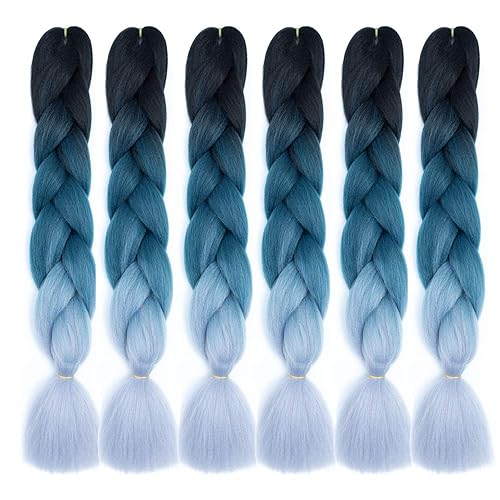 6 juegos de extensiones de cabello Kanekalon trenzado y sombreado, pelo de fibra sintética de alta temperatura de 24 pulgadas para trenzas crochet