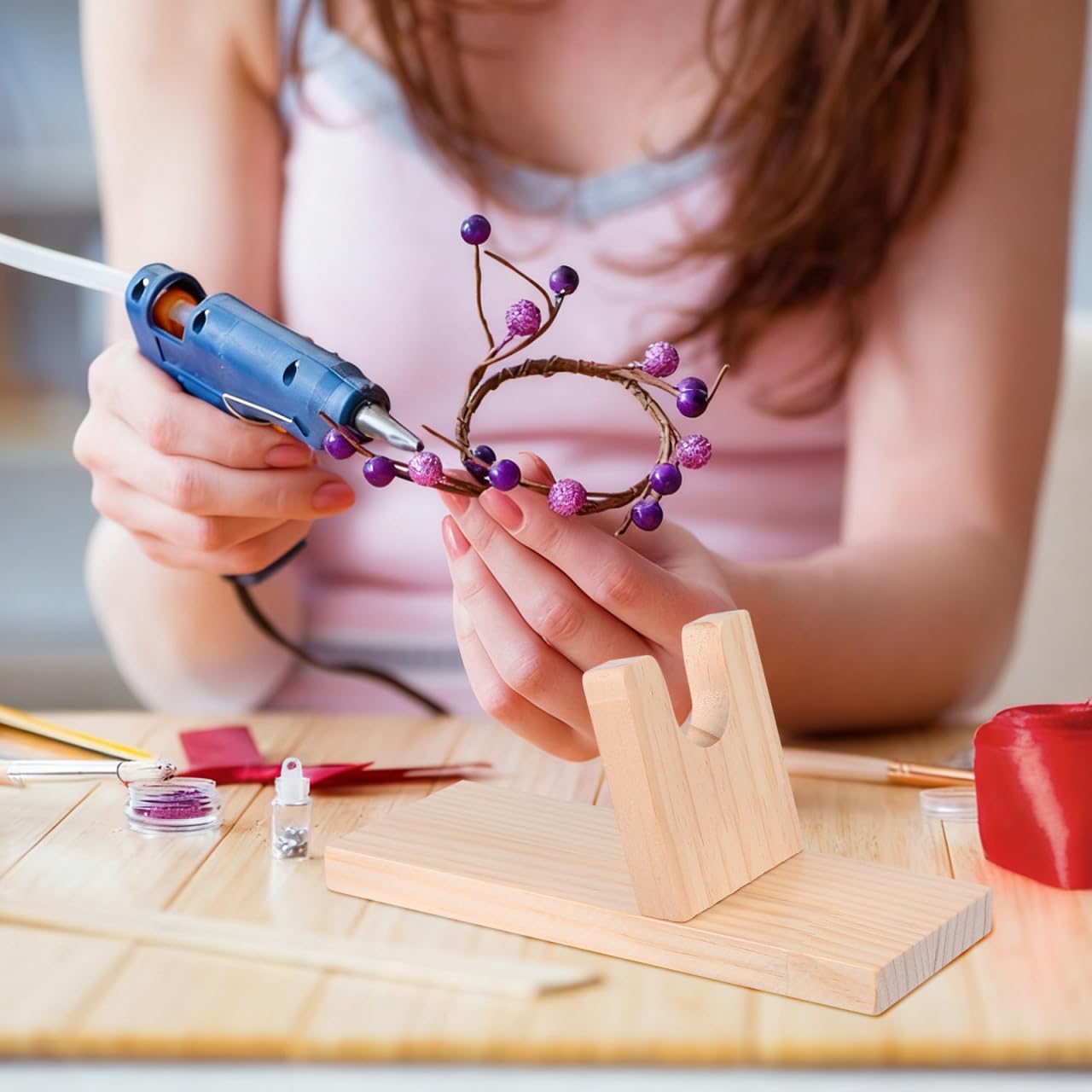 NUOBESTY Glue Gun Holder Stand Wooden Base for DIY Crafts — Amazon image 6
