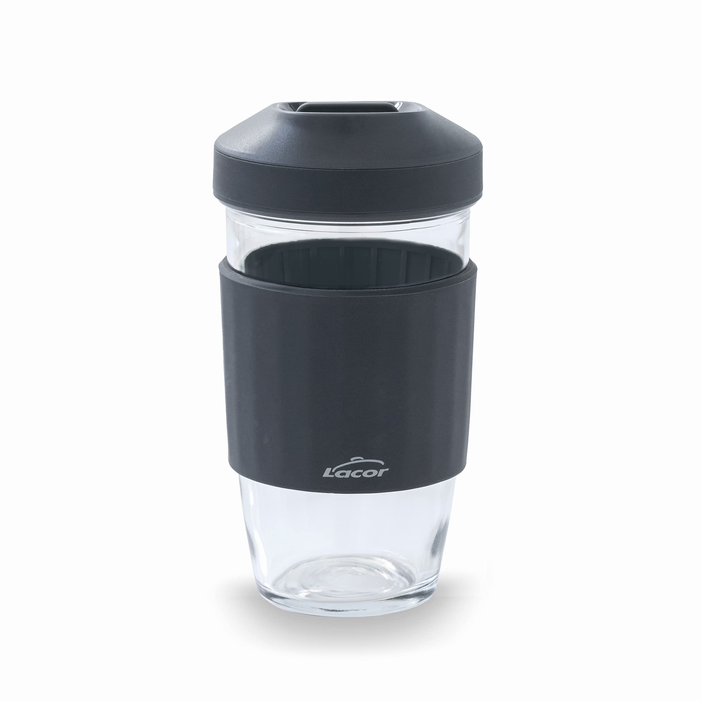 LACOR - 63139 - Borosilicate Glass with lid - Non-Slip - Reusable - Dishwasher Safe - 450 ml
