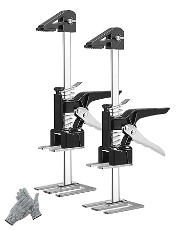 2 PCS Lift Labor Saving Arm Jack, Hand Jack Lift Tool for Doors Cabinets Floor Jacks Drywall, Height Adjustment Lifting Device with Gloves (10.5 Inches High, Load-Bearing 618lbs)
