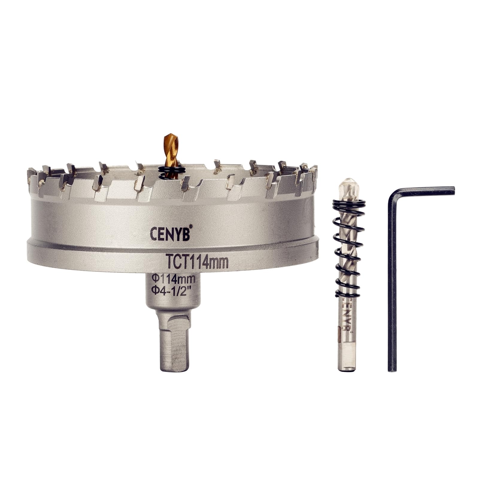 2-1/8" (54mm) Tungsten Carbide Tipped Hole Saw with 2Pcs Titanium-Plated Pilot Drill Bits for Metal, Steel, Iron, Wood, Plastic — view 83