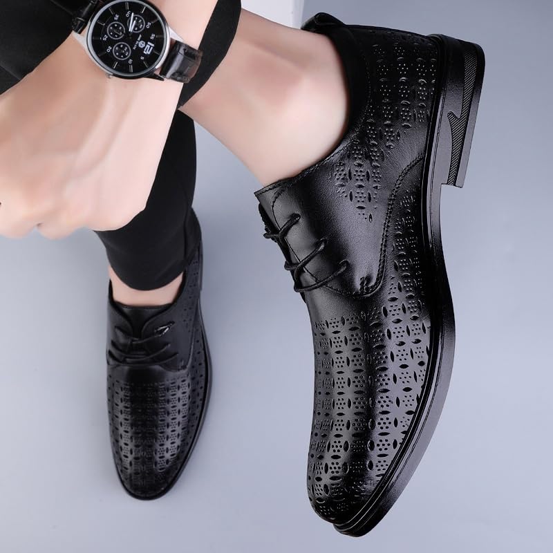 Men's Breathable Tuxedo Oxfords Shoes Fashion PU Genuine Leather Fashion Dress Sneakers Business Casual Derby Shoe Non Slip Casual Work Formal Shoes for Men3