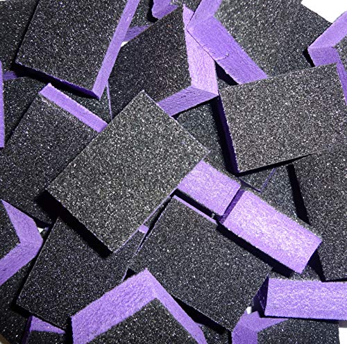 Pretty Claw | 40pc Mini Disposable Nail Buffer Blocks 80/80 Black Grit Purple