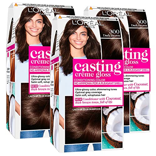 3 x L'Oréal Paris Coloration Casting Creme Gloss Farbe 300 Dunkelbraun – 3 Farbtöne