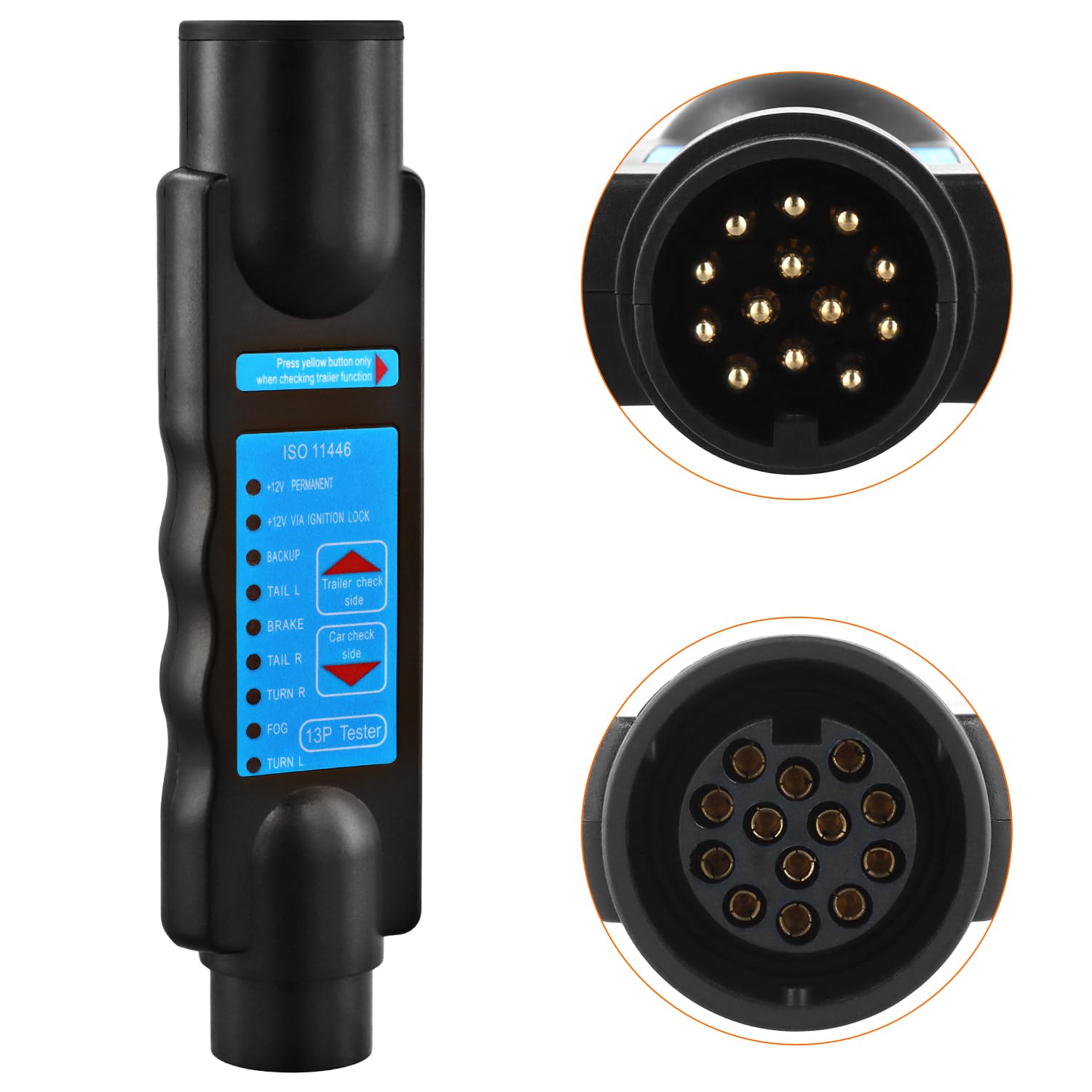 QWORK® Herramienta de Prueba de Remolque de 13 Pin 12v - Comprobador de Circuitos de Iluminación, Compatible Voitures, Camions, Camping-Cars