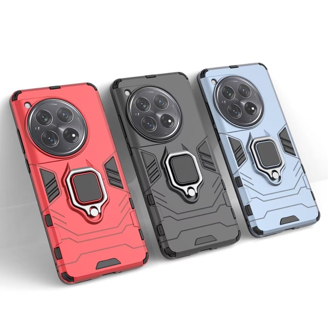 Cover Armor COMAKU Per OnePlus 12R: Custodia TPU+PC Antiurto Con Anello Supporto + 2 Vetri Temperati (Blu) - 3