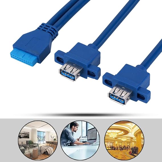 USB 3.0 Front Panel Cable, 1.64ft, USB 3.0 Header Splitter, USB Mount Cable for Computer Data Connection