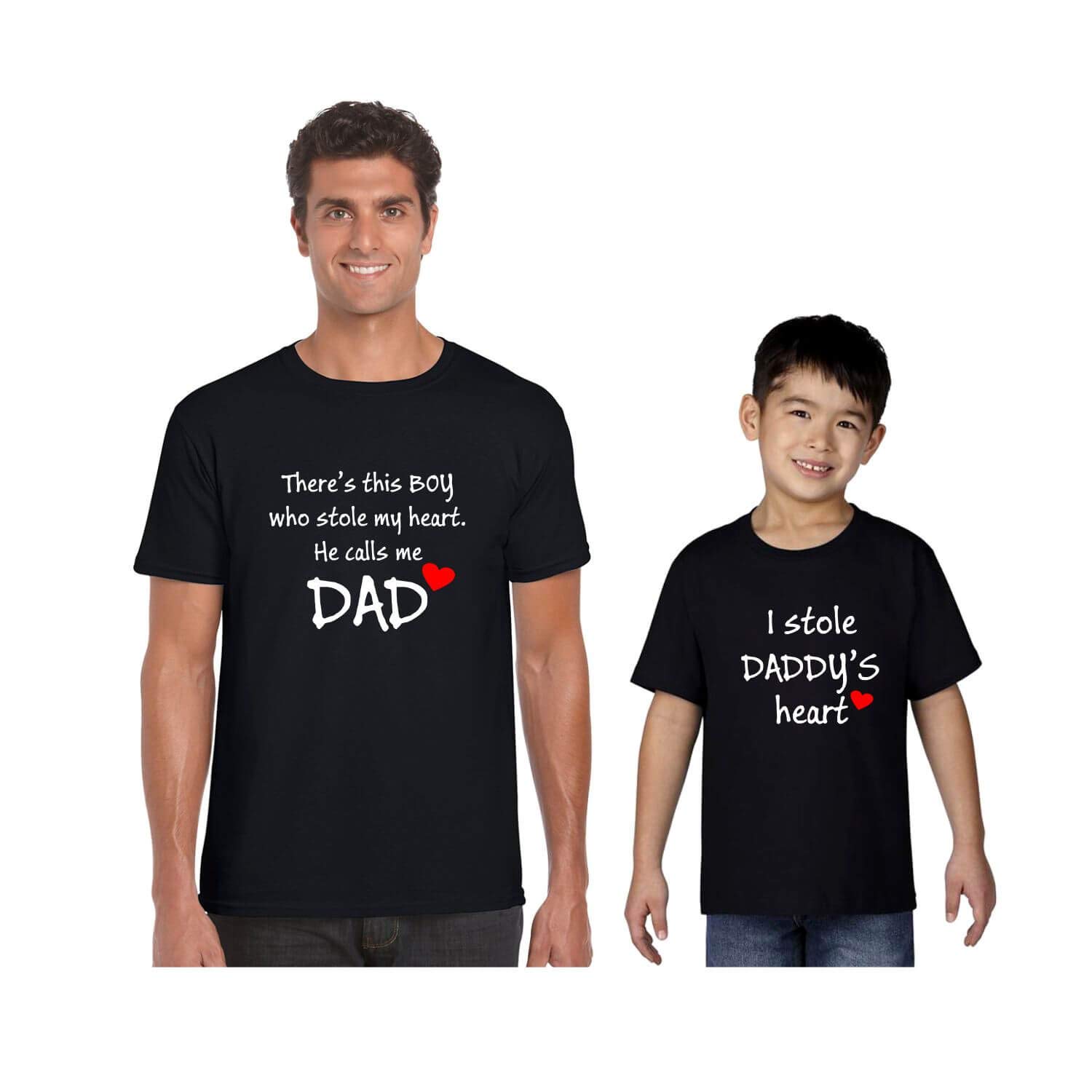 Yaya Cafe There is This Boy Who Stole My Heart He Calls me Dad Family T-Shirts for Dad and Son Set of 2 Black- Dad-XL K-4-5Y