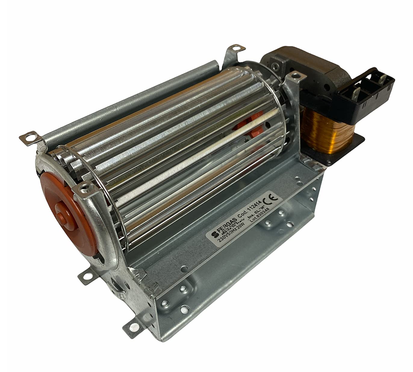 ERICAMBI, Ventilador tangencial para estufas de pellets TGA 60/1-120/15 Emmevi - Fergas 112414, diámetro del ventilador 60 mm, tamaño de la boquilla: 124 x 40 mm, longitud total 185 mm