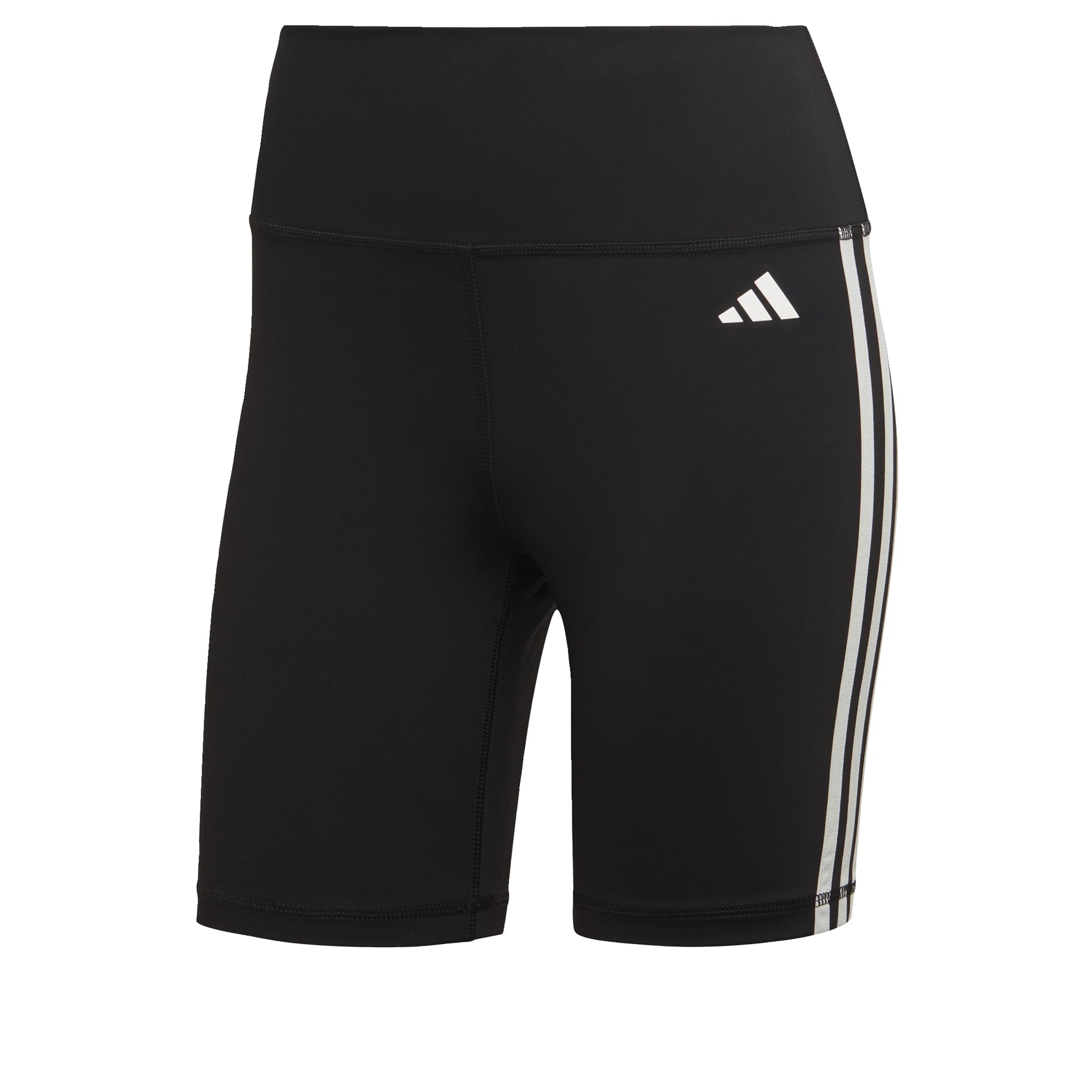 adidas Women's Training Essentials 3-Stripes High-Waisted Short Leggings, Black, XL
