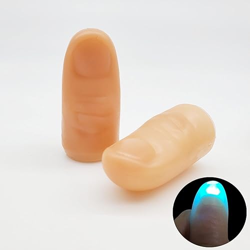 Miniatura 2 de sumrica Luces LED mágicas para dedos, trucos pulgares para actuar, lámpara mágica de Halloween, dedo falso, truco de magia (multicolor, junior, 3