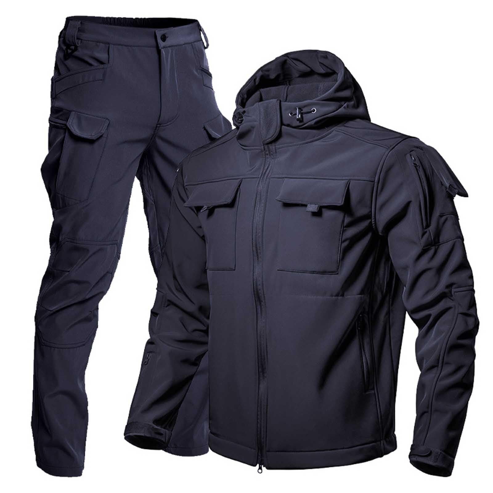 Generisch Combinaison tactique d'extérieur pour homme - Veste softshell imperméable et pantalon cargo assorti - Vêtement fonctionnel robuste pour la randonnée et le travail