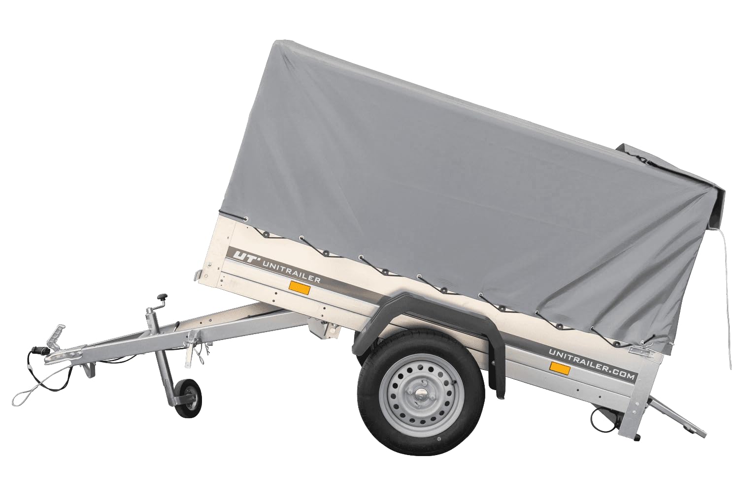 UNITRAILER PKW Anhänger Garden Trailer 200 Kipp, 200x106 cm, Auto Anhänger mit kippbare Deichsel, Hochplane und Stützrad, Anhänger Aufbau aus verzinktem Stahl – Auto Anhänger 750 kg