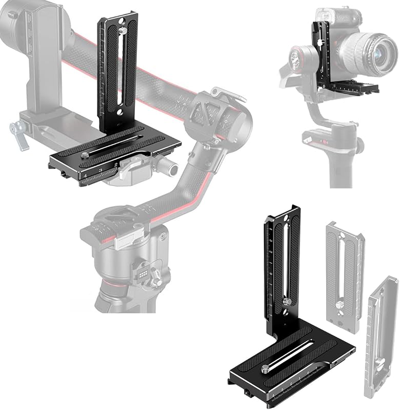Soporte en L de aluminio Placa de liberación rápida de conmutación horizontal vertical para DJI Ronin RS2 RSC2 Zhiyun Weebill-S Estabilizador de cardán trípode monopié y SLR