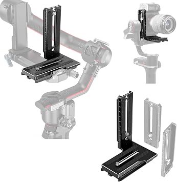 Aluminum L Bracket Vertical Horizontal Switching Quick Release Plate for DJI Ronin RS2 RSC2 Zhiyun Weebill-S Gimbal Stabilizer Tripod Monopod and SLRs
