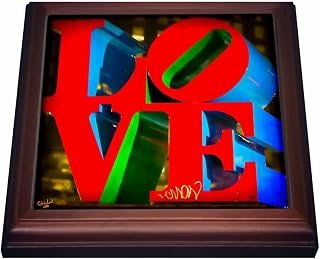 3dRose Sculpture Love Philadelphia Trivet with Ceramic Tile, 8 by 8", Brown