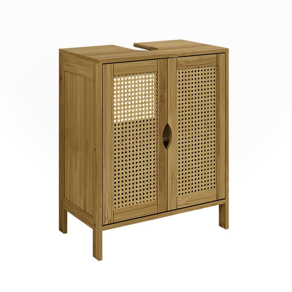 Vicco Waschbeckenunterschrank Liora, Bambus, 48 x 60 cm, zur Aufbewahrung von Badutensilien und Handtüchern