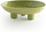 Three-Legs Ceramic Fruit Bowl, 25cm Ceramic Bowl for Kitchen Counter, Large Candy Bowl, Key Bowl for Home Decor Oval Ceramic Bowl Beige ca
