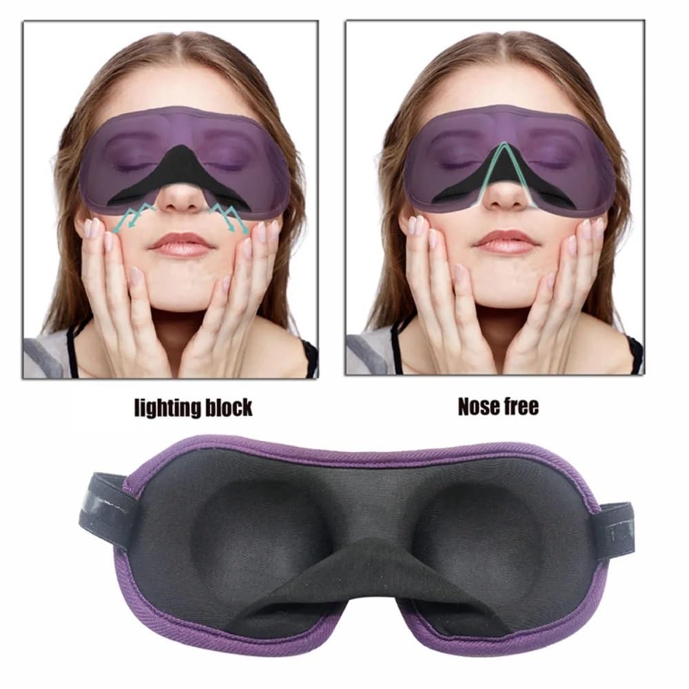 1 mascherina per dormire 3D naturale, per dormire, per uomini e donne, morbida, portatile, da viaggio (viola, 4 pezzi)