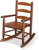 JOYMOR Kids Outdoor Wooden Rocking Chair - High Backrest Toddler Rocker for Porch, Patio, Garden, Balcony - Safe & Comfortable