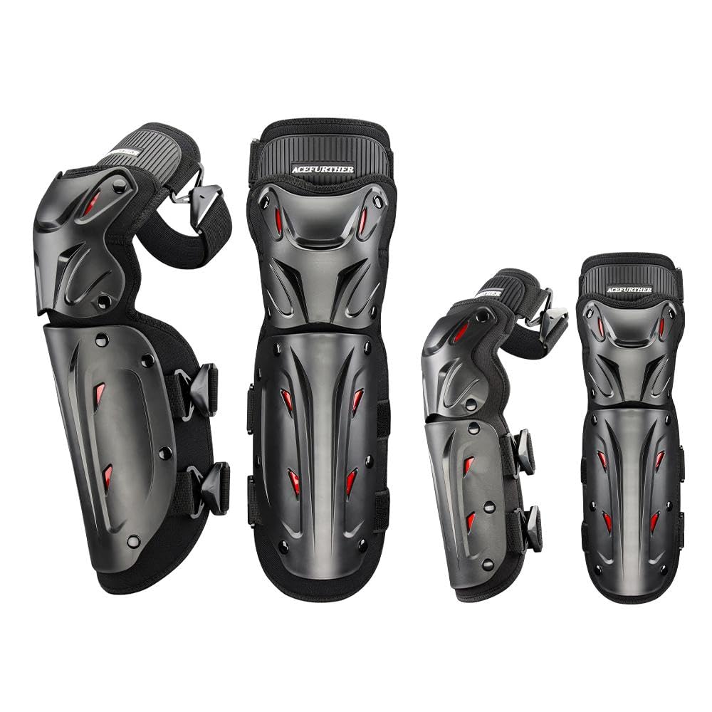 Photo 1 of ***USED*** ACEFURTHER Motorcycle Knee Pads Set for Adults, Knee Pad with Three-Section Design, Widen Side Wing Design Knee and Shin Protector, Black, 4Pcs