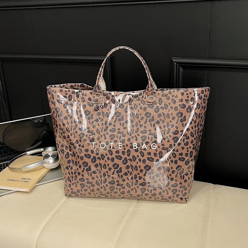 Image of PVC Tote Bag for Women Waterproof Plastic Jelly Tote Letter Print Hobo Handbag for Beach, Pool, Travel, Gift