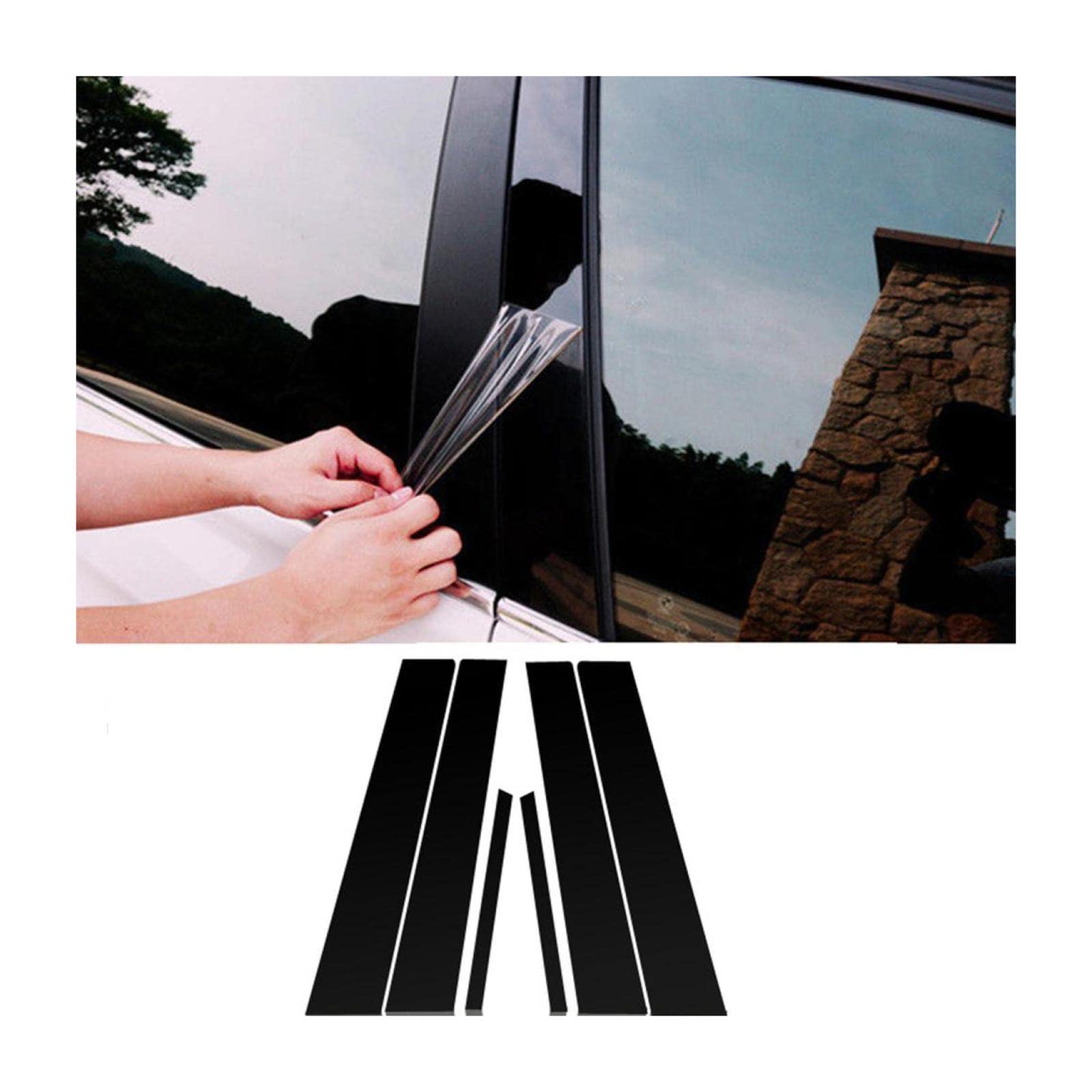 Car B-Pillar Sticker Decal,for Honda Civic 2006-11 Mirror Effect Window Pillar Posts Trim Styling Car Accessories 6Pcs Center BC Column Stickers Cover