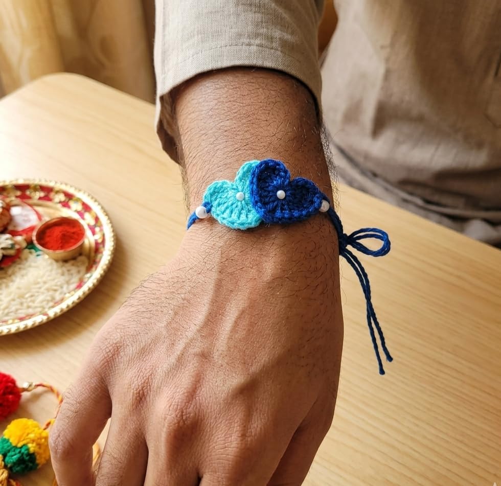 Image of Handmade Crochet Rakhis for Brothers - 100% Pure Cotton /Wool