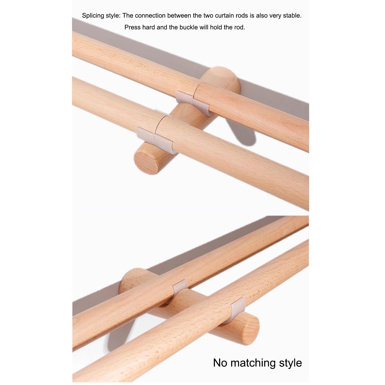 Bastone per tenda doppio, in legno massiccio con tappi, binario a T da 29 mm, lunghezza 320 cm, ideale per abbellire la decorazione di finestre interne