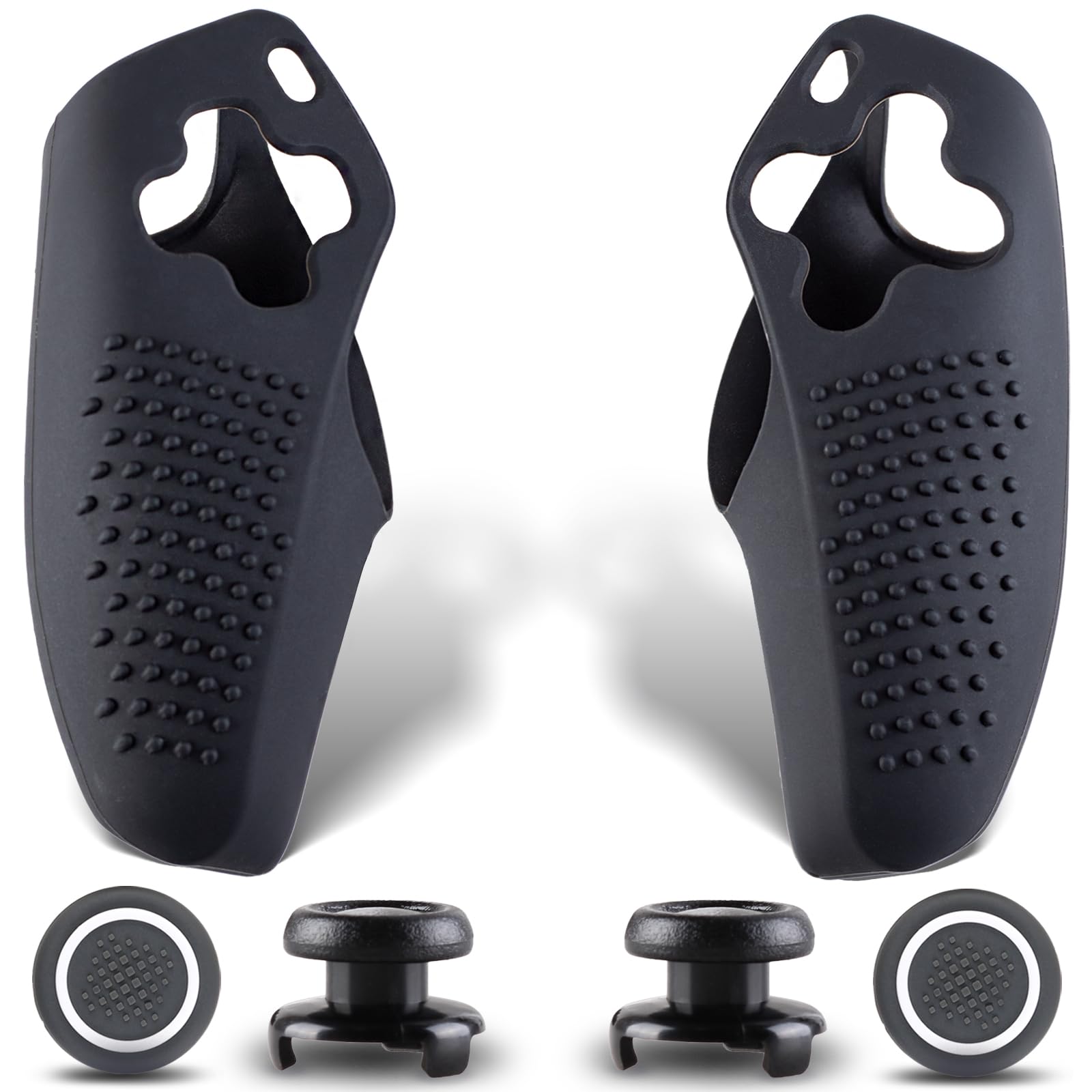 Split Anti-Slip Controller Skin Set with 2 Thumb Grips 2 Elevated Base Individually Silicone Grip Controller Case for