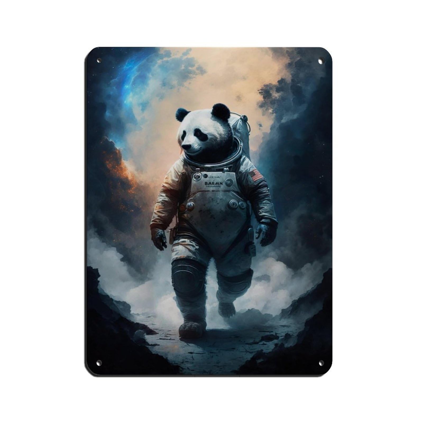 Astronaut Panda, Futuristic Animal（2） Tin Sign Vintage Metal Pub Club Cafe Bar Home Wall Art Decoration Poster Retro 12x16inch(30x40cm)