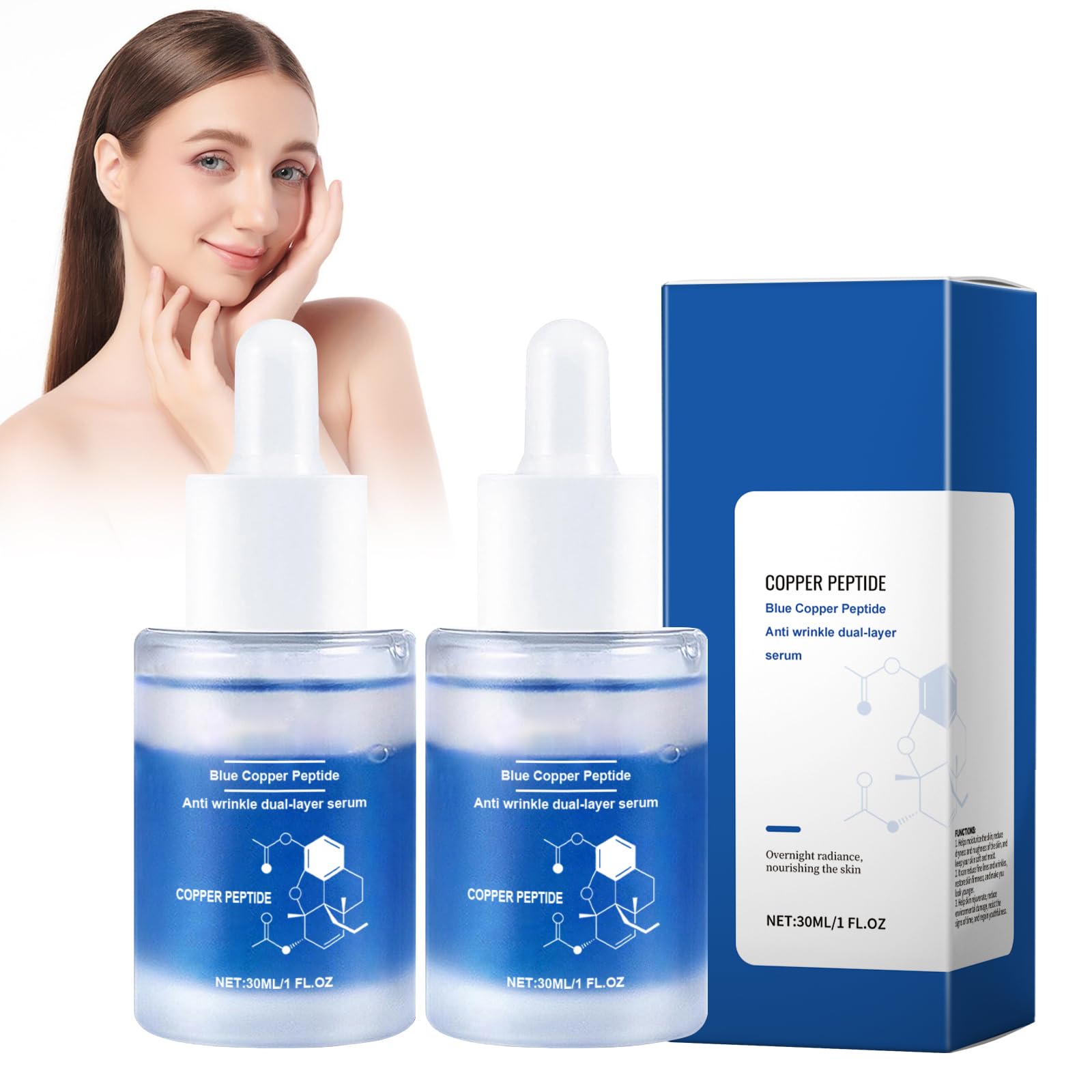 Copper Peptide Gesichts Serum, Anti Falten Hautauffüllendes Serium, Perfekt für reife Frauen,Ideal für Nachtspflege, Red