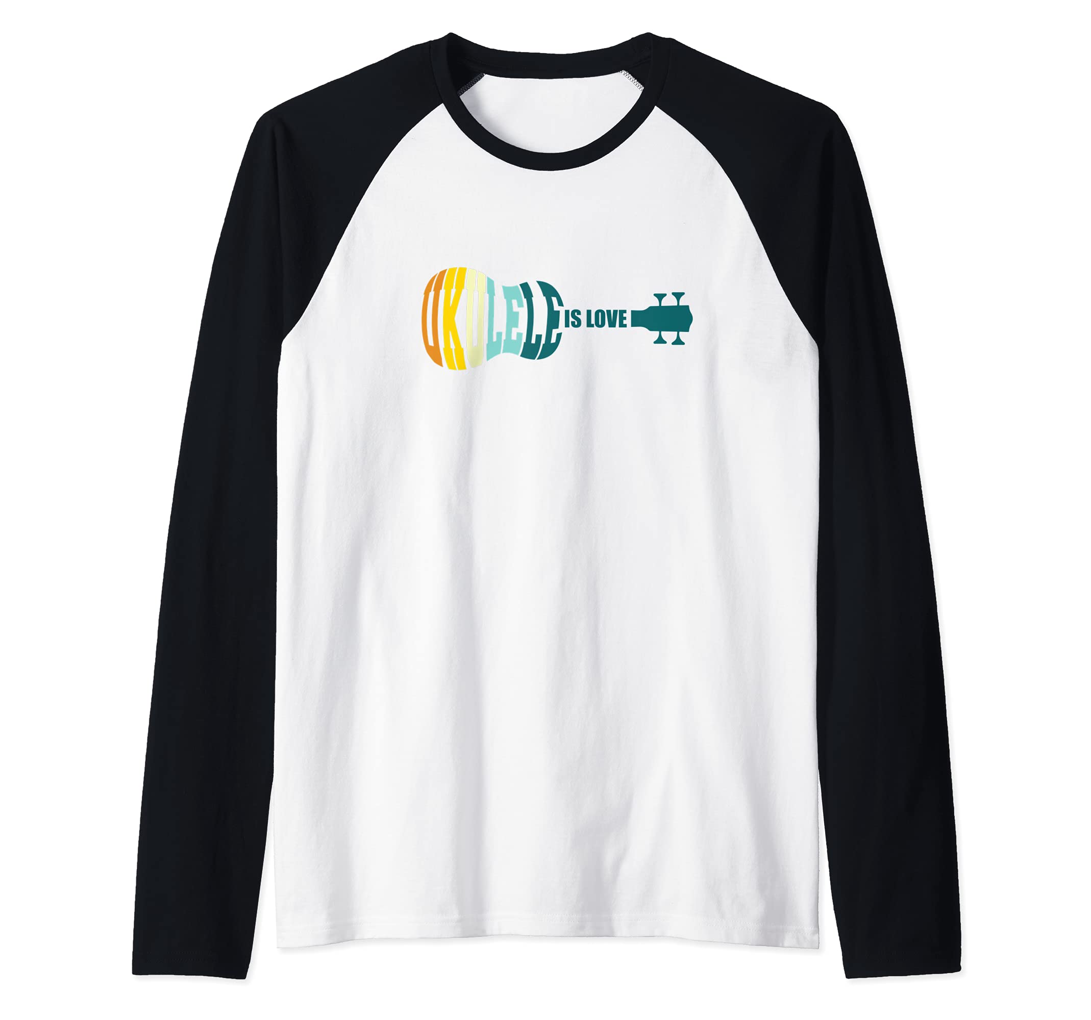 Ukulele Is Love Acoustic Hawaiian Musician Uke Aloha Guitar Raglan Baseball Tee, Black