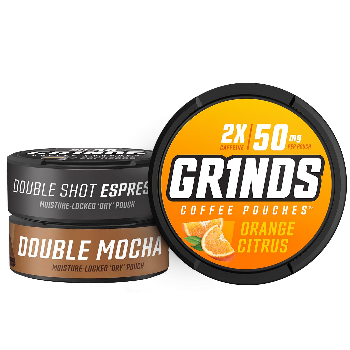 Coffee Pouches | 3 Can Energy Sampler | Double Mocha, Sweet Mint, Orange Citrus | 1 Pouch eq. 1/2 Cup of Coffee (3 Can Energy Sampler Pack)