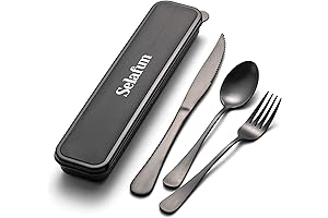 4-Pieces Matte Black Portable Fork and Spoon Travel Cutlery Set