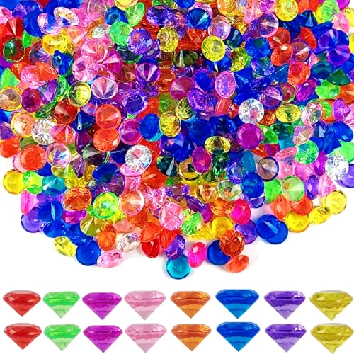 ROYHOO 140PCS Pirate Treasure Gem Toys Fake Acrylic Bling Gem Diamonds Toys Colorful Beach Gems Pirate Jewels Toys for Kids Pirate Party Favors Decoration (Random Color)