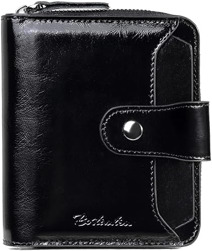 Miniatura 8 de BOSTANTEN - Billeteras de piel para mujer con bloqueo RFID con cremallera y bolsillo billetera pequeña de dos cuerpos con tarjetero