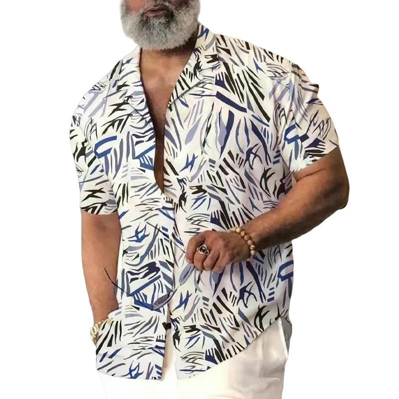 Hawaiihemd Sommer Hawaiian Herren Hemd Strand Vintage Muster Print Kurzarm Männer Kleidung