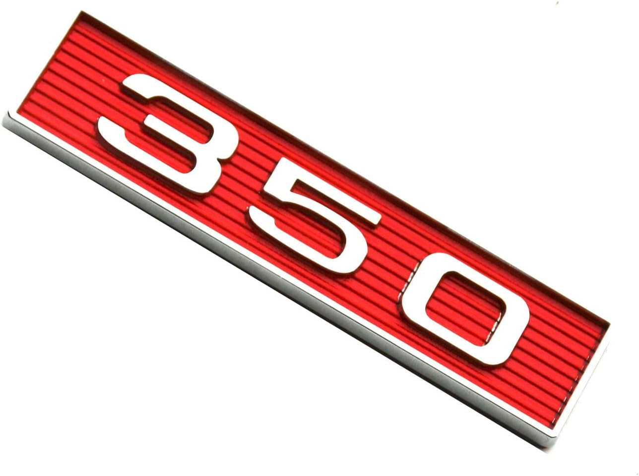 2Pcs 350 Emblems 350ci 5.7L Block Engine Hood Scoop Badge 3D Decals Stickers Cars Trucks (Chrome Red)