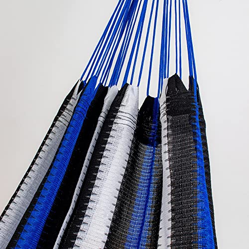 Rede de Dormir Amazonas Nylon Listrada Branco, Azul e Preto