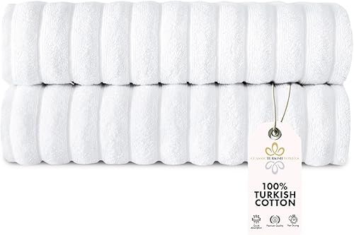 Miniatura 46 de Classic Turkish Towels - Juego de 6 toallas de lujo de la colección Brampton acanaladas de 100% algodón turco, de secado rápido, suaves y Platino
