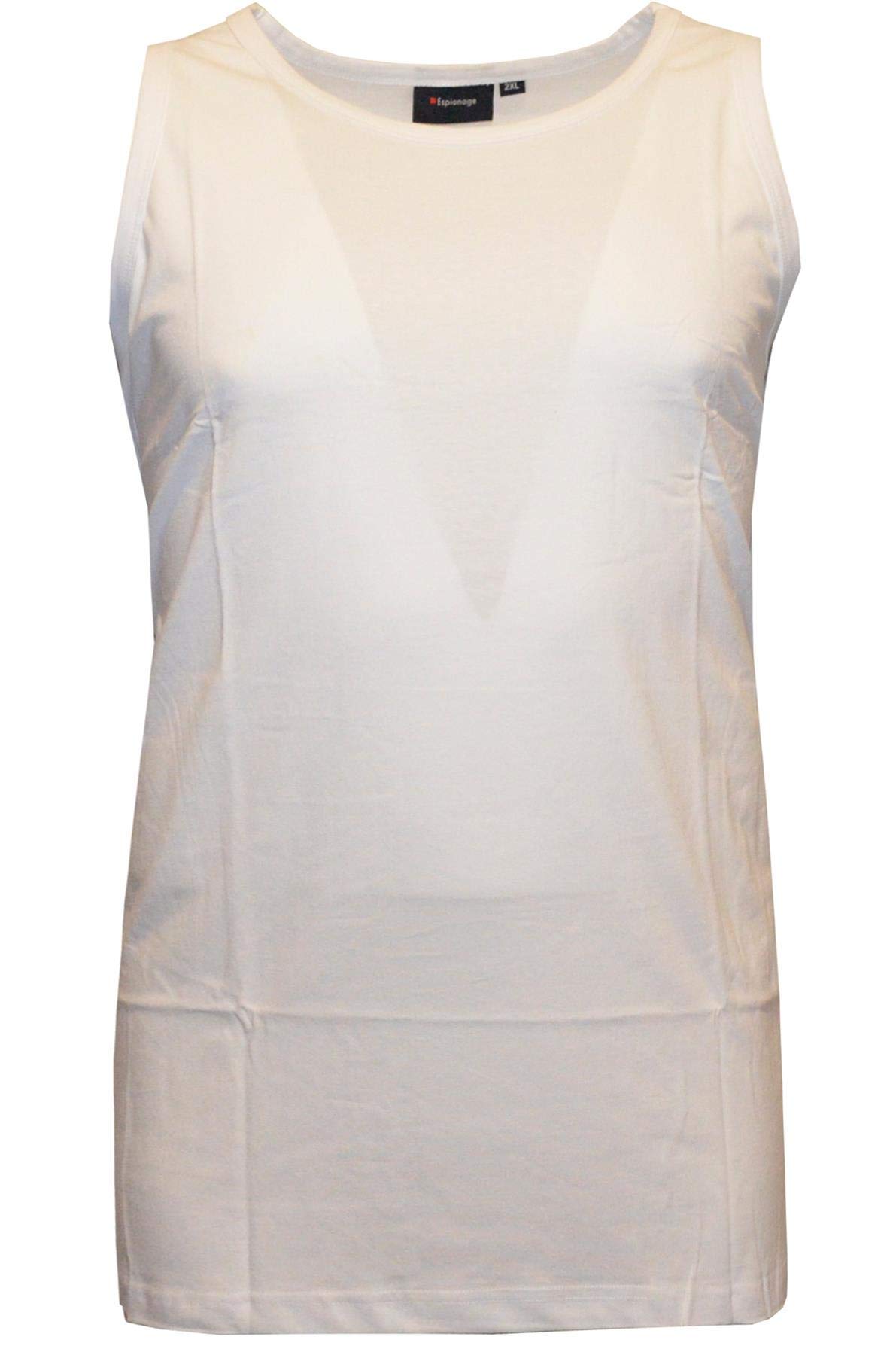 Espionage Mens Long Length Combed Cotton Vests (017) in White (Single Pack) in 8XL